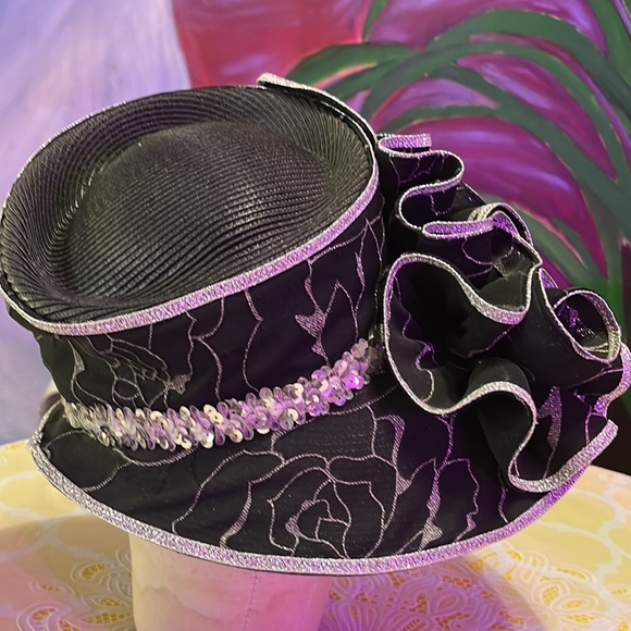 Vintage Ms. Divine Black Silver Sequin Hat - Picture 3 of 5